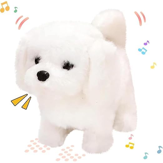 Lakshiv Enterprise Walking White Dog Toy for Kids-Battery Operated Interactive Barking & Talking Pup