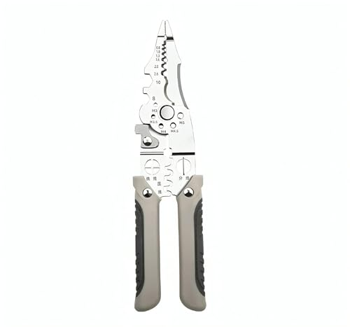 Wire Stripping and Crimping Tool with Multi-Function Cutting, Shear, Clamp, Screw Removal and Rubber
