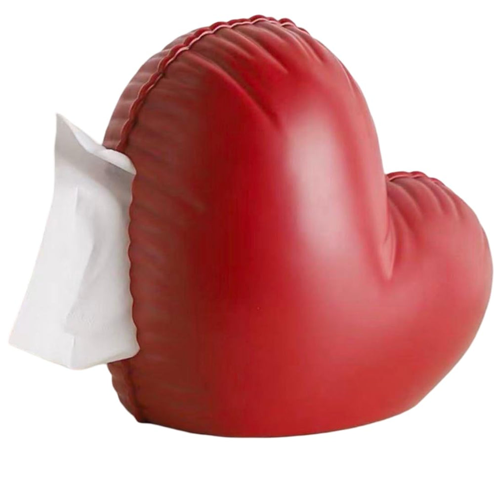 Heart Shaped Tissue Box Tissue Dispenser for Living Room, Office Desk & Bedroom, Decorative Tissue Box Cover Holder for Facial Tissues, Home Decor Desktop Organizer, Napkin Storage Case-Red