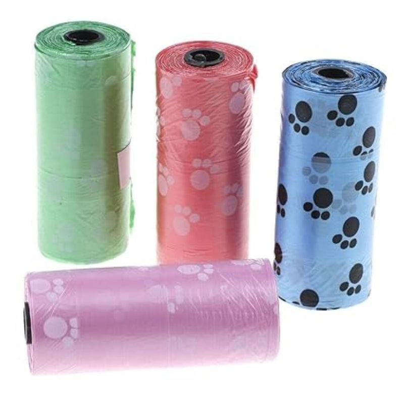 Dog Poop Bags Roll with Paw Print Design for Pet Waste Cleanup