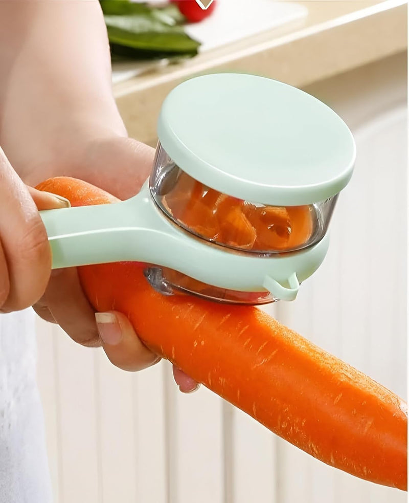 Vegetable Peeler with Peel Container | Handheld Fruit and Vegetable Peeling Tool with Built-in Collection Cup