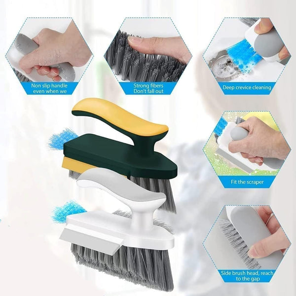 Cleaning Gap Brush with Scraper, Handheld Dual Action Scrub Brush for Tile Gaps Sink Edges Window Tr