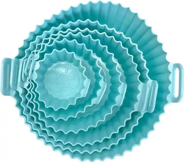 Air Fryer Silicone Liner Round Shape with Handles – Reusable Flexible Silicone Cooking Bowl – Multip