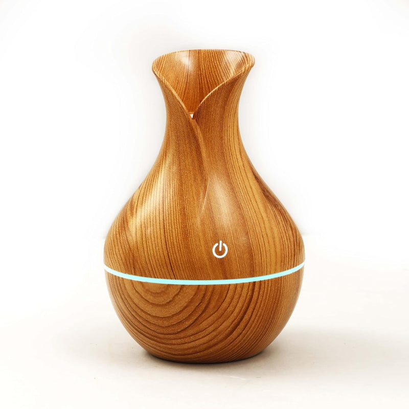 Lakshiv Aroma Diffuser Humidifier for Room & Home with LED Light | Ultrasonic Cool Mist Air Humidifier for Bedroom | Essential Oil Diffuser | Wood Grain Finish | 30ml | Touch Operation (Light Brown)