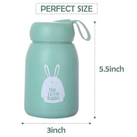 Water Bottle with Wide Mouth Lid, 330 ml, Rabbit Print Design, Carry Loop
