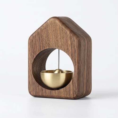 Magnetic Wooden Door Bell | Minimalist Desk/Table Bell with Hanging Metal Chime | No Battery Require