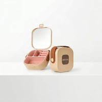 Lakshiv Enterprise Portable Jewelry Storage Box with Mirror and Leather Handle, Travel Jewelry Organ