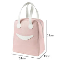 Lakshiv Enterprise Insulated Lunch Bag with Zipper Closure, Smiley Face Design, Carry Handle, 24 x 1
