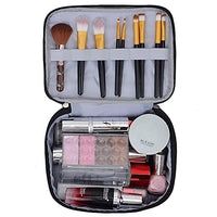 Makeup Organizer Travel Bag with Transparent Top, Dual Zip Compartments, Handle Carry Design, Pink G