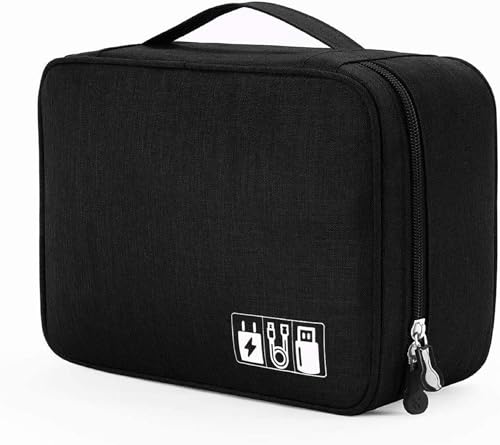 Electronics Accessories Organiser Bag – Travel Storage Case with Adjustable Padded Dividers, Multipl