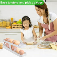 Egg Storage Organizerand dispenser for Refrigerator and Countertop, Two-Tier Rolling Egg Holder Tray