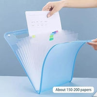 Expandable File Folder with 13 Pockets, Button Closure and Handle – Transparent Document Organizer f