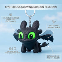 Lakshiv Dragon Keychain Toy with LED Light & Moving Wings, Night Fury Glowing Dragon Keychain | Mini