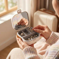 Travel Jewelry Organizer for Women Portable Jewelry Box Small Travel Jewelry Case with Mirror Compac