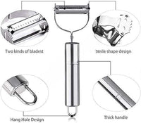 Julienne & Vegetable Peeler Stainless Steel Handheld Slicer with Dual Blade Design