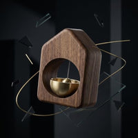 Magnetic Wooden Door Bell | Minimalist Desk/Table Bell with Hanging Metal Chime | No Battery Require