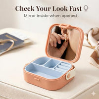 Lakshiv Enterprise Portable Jewelry Storage Box with Mirror and Leather Handle, Travel Jewelry Organ