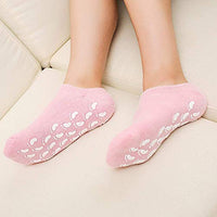 Gel Lined Moisturizing Foot Socks with Anti Slip Sole – Open Heel Design, Cotton Fabric, Pair for Wo