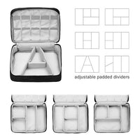 Electronics Accessories Organiser Bag – Travel Storage Case with Adjustable Padded Dividers, Multipl
