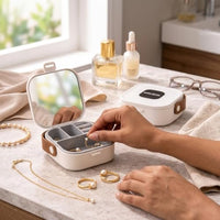 Travel Jewelry Organizer for Women Portable Jewelry Box Small Travel Jewelry Case with Mirror Compac