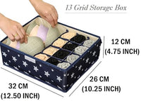 Lakshiv Enterprise Underwear Organizer Box with Lid for Bras and Clothes Storage – Foldable 13 Grid 