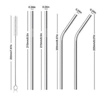 Stainless Steel Drinking Straws Set with Cleaning Brush – Straight and Bent Metal Straws