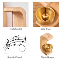 Wooden Door Bell with Hanging Brass Bell Bowl for Home Entrance Door