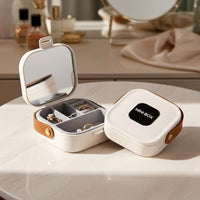 Travel Jewelry Organizer for Women Portable Jewelry Box Small Travel Jewelry Case with Mirror Compac