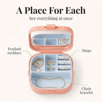 Lakshiv Enterprise Portable Jewelry Storage Box with Mirror and Leather Handle, Travel Jewelry Organ