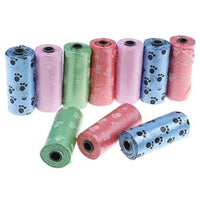 Dog Poop Bags Roll with Paw Print Design for Pet Waste Cleanup