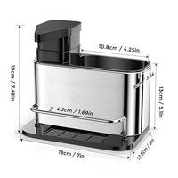 Lakshiv Kitchen Soap Dispenser with Sponge Holder and Brush Organizer, Stainless Steel Sink Caddy wi