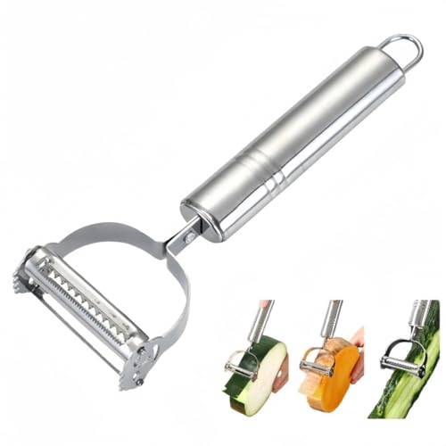 Julienne & Vegetable Peeler Stainless Steel Handheld Slicer with Dual Blade Design