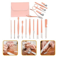 16 in 1 Manicure Pedicure Grooming Kit with Nail Clippers Scissors Cuticle Tools Set in Foldable Sto