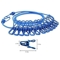 Portable Elastic Clothesline with Metal Clips, Adjustable Rope Design for Indoor and Outdoor Drying