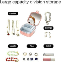 Lakshiv Enterprise Portable Jewelry Storage Box with Mirror and Leather Handle, Travel Jewelry Organ