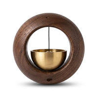 Magnetic Wooden Door Bell | Minimalist Desk/Table Bell with Hanging Metal Chime | No Battery Require