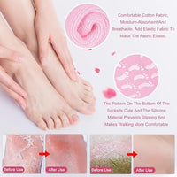 Gel Lined Moisturizing Foot Socks with Anti Slip Sole – Open Heel Design, Cotton Fabric, Pair for Wo