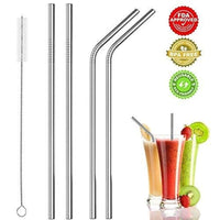 Stainless Steel Drinking Straws Set with Cleaning Brush – Straight and Bent Metal Straws