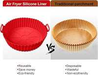 Air Fryer Silicone Liner Round Shape with Handles – Reusable Flexible Silicone Cooking Bowl – Multip