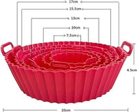 Air Fryer Silicone Liner Round Shape with Handles – Reusable Flexible Silicone Cooking Bowl – Multip