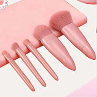 Makeup Brush Set with Storage Case and Mirror, Pink Handled Brushes
