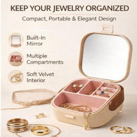 Travel Jewelry Organizer for Women Portable Jewelry Box Small Travel Jewelry Case with Mirror Compac