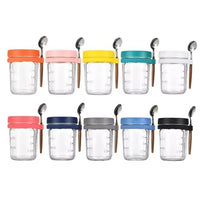 Lakshiv Enterprise Glass Food Storage Jar with Lid and Spoon Holder, 350 ml Borosilicate Glass Conta