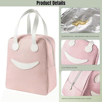 Lakshiv Enterprise Insulated Lunch Bag with Zipper Closure, Smiley Face Design, Carry Handle, 24 x 1