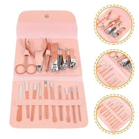 16 in 1 Manicure Pedicure Grooming Kit with Nail Clippers Scissors Cuticle Tools Set in Foldable Sto