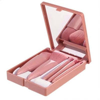 Makeup Brush Set with Storage Case and Mirror, Pink Handled Brushes