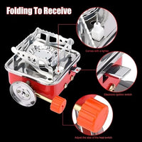 Lakshiv Portable Camping Gas Stove with Piezo Ignition, Folding Metal Support Arms, Compact Outdoor 