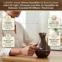 Lakshiv Aroma Diffuser Humidifier for Room & Home with LED Light | Ultrasonic Cool Mist Air Humidifi
