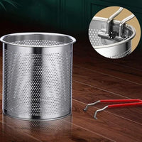 Stainless Steel Fryer Pot with Removable Perforated Basket and Long Handle for Frying and Draining
