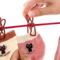Portable Elastic Clothesline with Metal Clips, Adjustable Rope Design for Indoor and Outdoor Drying